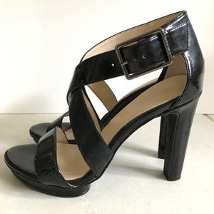 Black Patent Strappy Sandal Heels